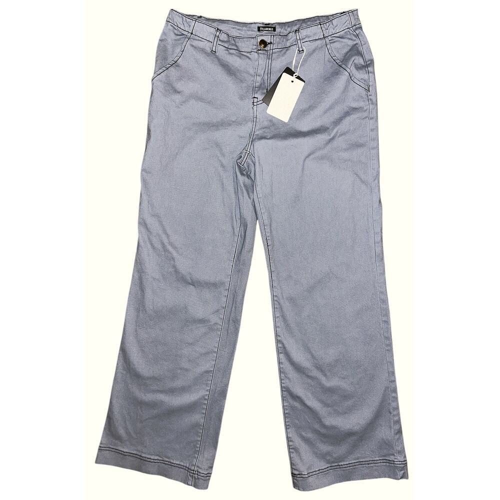 NWT Flamingo Cotton Stretch Mid-Rise Gray Pants Women's Large 32X31